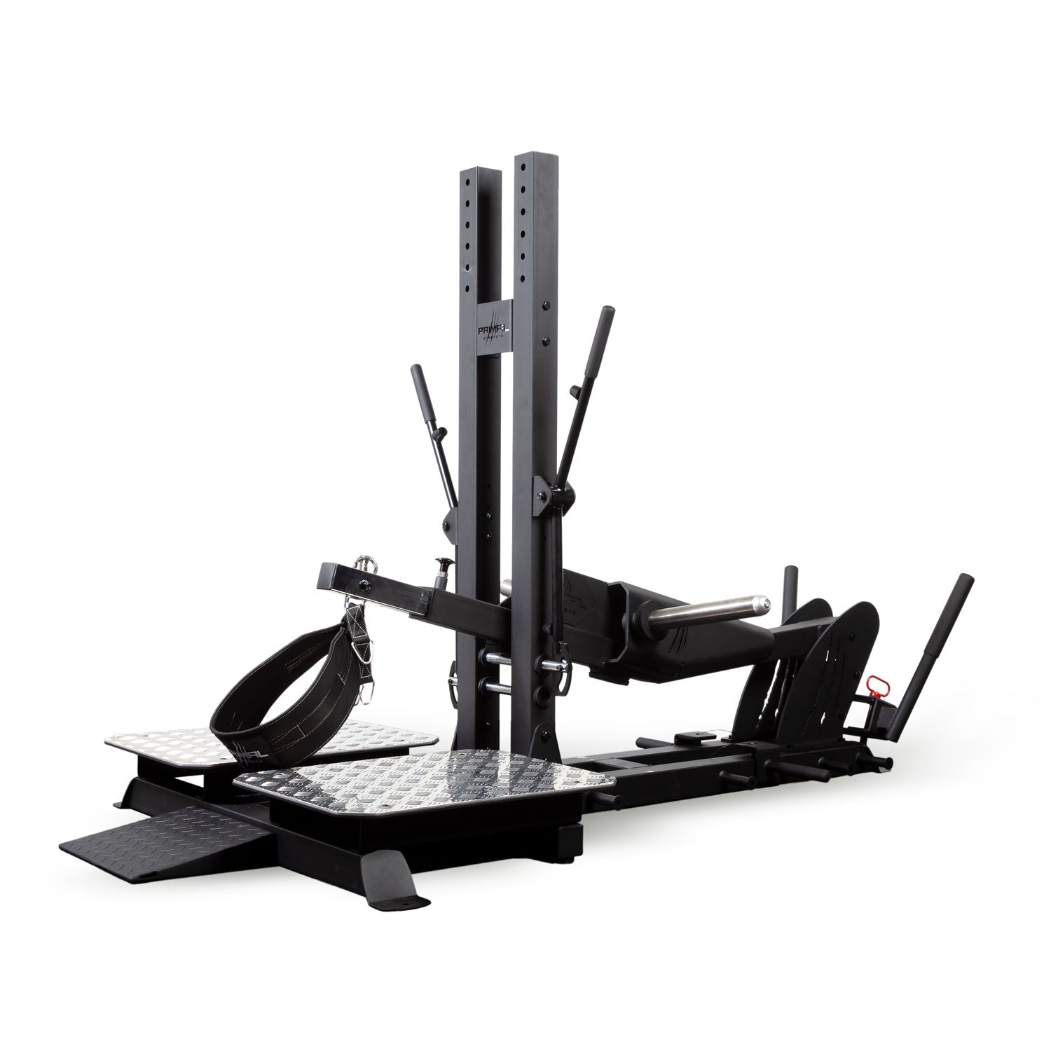 a plate loaded belt squat gym machine