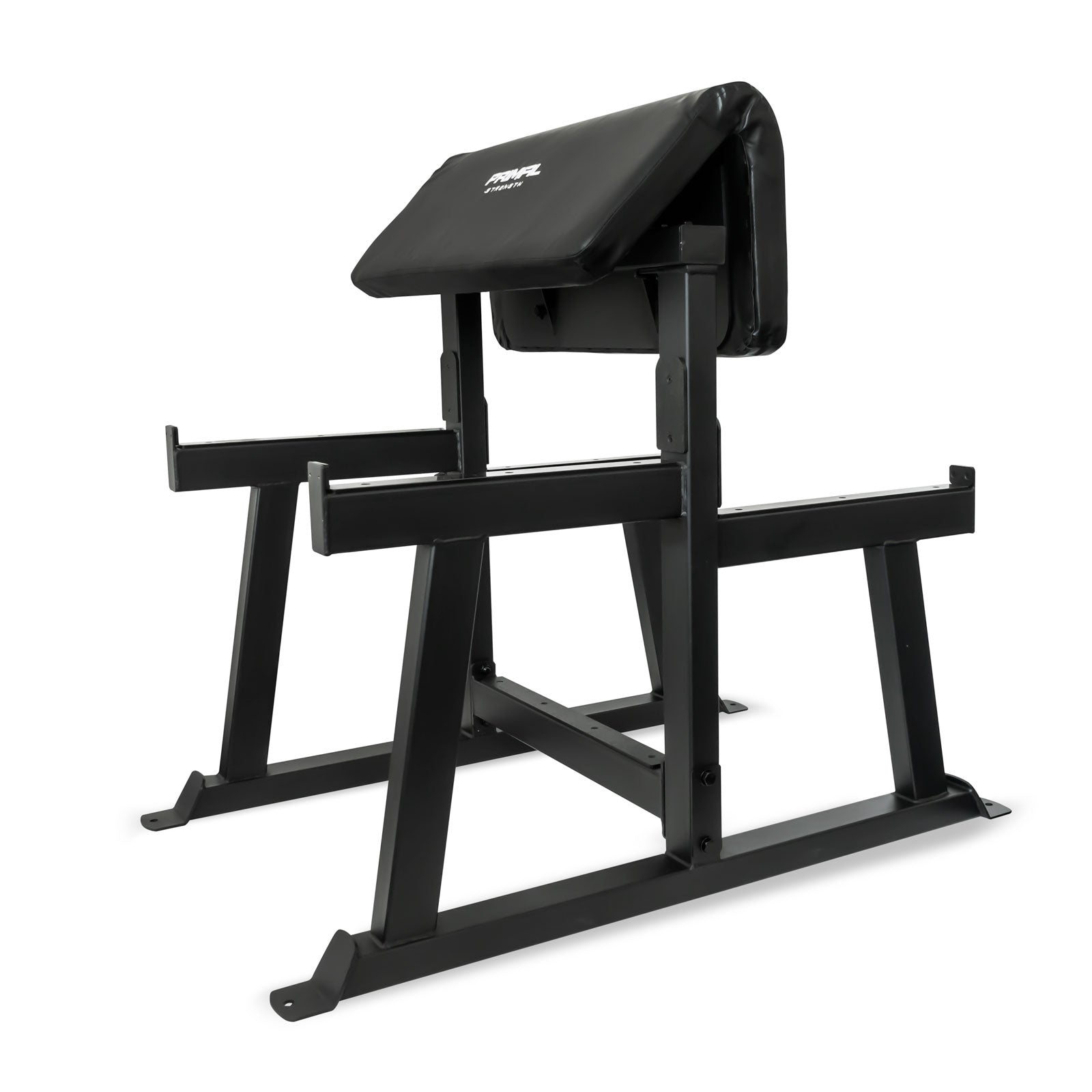 a black commercial dual preacher curl bench