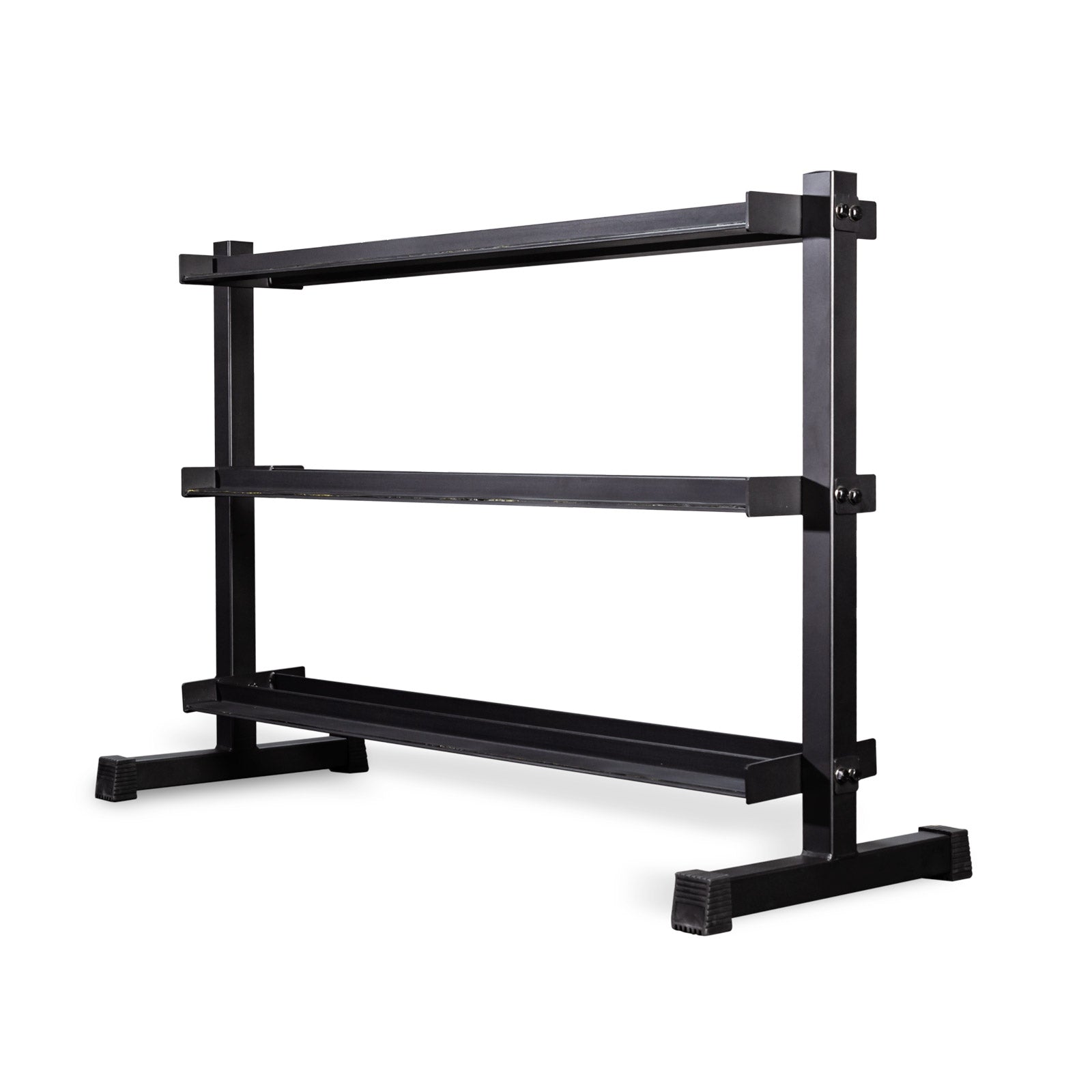 a 3 tier black hex dumbbell rack