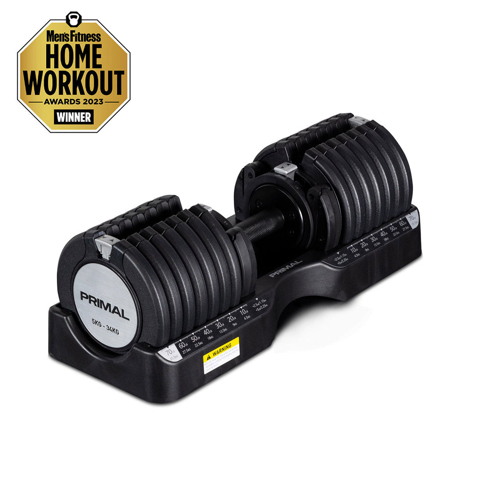 34kg Single Adjustable Dumbbell | Home Dumbbells - Primal Strength ...