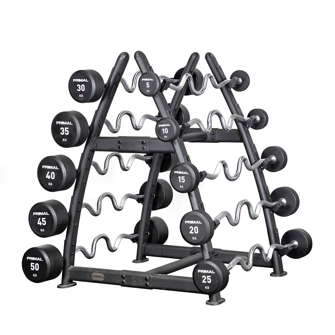 Primal Performance Series Urethane Supercurl EZ-Barbell Set 5kg-50kg - (10 Bars)